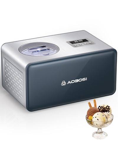 AAOBOSI Electric Ice Cream Maker with Compressor, Ice Cream Maker Machine No Pre Freezing, Ice Cream Machines for Home, Small Homemade Gelato Maker with 4 Modes, 1.6 Quart