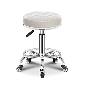 Nismia NISMIA Stołek Barowy Biały Pikowany 46-61 cm