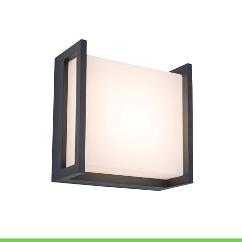 LUTEC LED-Außenwandleuchte QUBO, kleine Wandlampe aus Aluminium in Anthrazit, Wandleuchte mit 9,5W, 650 Lumen, Lichtfarbe Warmweiß (3000K), eckige Außenleuchte für Terrasse/Hof/Haustür