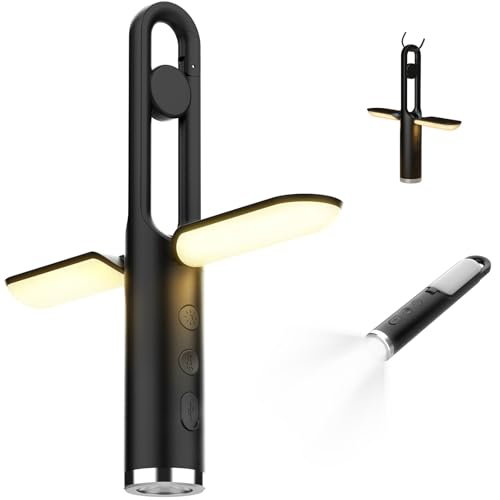 LEDランタン キャンプ ランタン 充電式 高輝度 9種点灯モード 小型 防災グッズ 軽量 防滴仕様 90°角度調整可能 防災 キャンプ アウトドア 登山 最適 夜釣り 散歩 作業 懐中電灯機能 SOS点灯モード 点滅ライト モード 防災 停電 緊急 非常用 LED ランタン (ブラック)のサムネイル