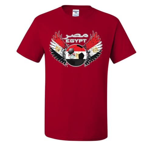 National Flag of Egypt Wings Soccer T-Shirts Red Medium