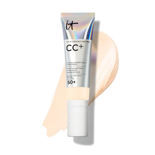 Image of IT Cosmetics CC+ Cream - Natural Full Coverage Foundation With SPF 50+, Color Corrector & Anti-Aging Hydrating Serum, Hyaluronic Acid + Peptides, Lightweight Up To 24H Wear, All Skin Types