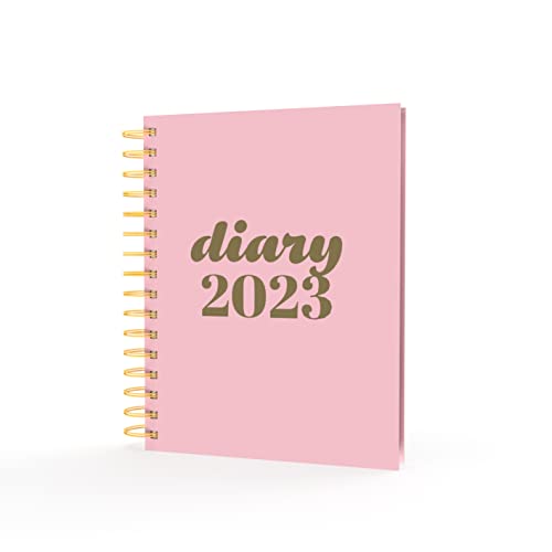 Collins Scandi A5 Day to Page 2023 Diary - Pink (PW51.50-23) - Complete Wirobound Planner, Agenda and Journal