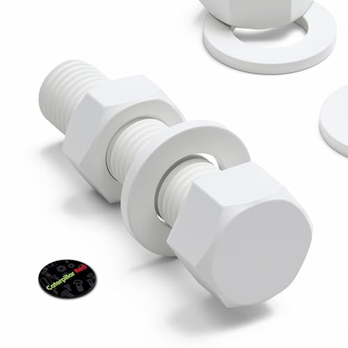 Image of 5X White PP Hex Head M16 x 65 mm Plastic Bolts, Nuts & Washers (5 /8 x 2 9 /16 in)