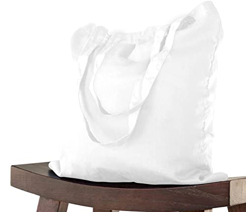 ELES VIDA Bolsa de algodón 38x42 cm 5 piezas sin imprimir, dos asas largas con certificación OEKO-TEX® Bolsa de tela, bolsa de transporte, bolsa de algodón, bolsa de compras, bolsa de yute, Blanco