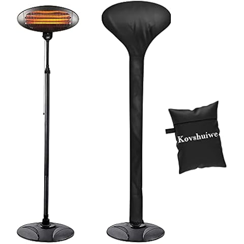 Kovshuiwe Electric Patio Heater Cover 420D Oxford Outdoor Waterproof,Outdoor Standup Round Heater Covers with Zipper,Garden Heater Protector Cover,Waterproof,Windproof,UV Resistant(180x52CM) Cover