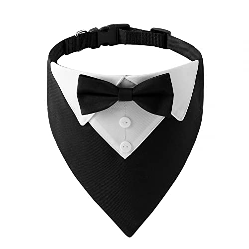DONGKER Hund Smoking Bandana Halsband, Hunde Hochzeit Bandana, Verstellbar Hundekrawatte für Kleine, Mittelgroße und Große Hunde Halloween/Hochzeit Kostüme