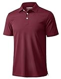 MAGCOMSEN Polo Shirts for Men Short Sleeve Golf Polo Shirts Casual T Shirts Work Shirts 3 Buttons Dry Fit Shirts Pique Polo Shirt Wine
