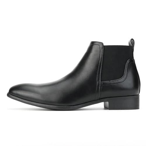 Men's Classic Leather Chelsea Ankle Boots Pointed Toe Slip-On Chukka Boots Fashion Low Heel Business Casual Dress Shoes3