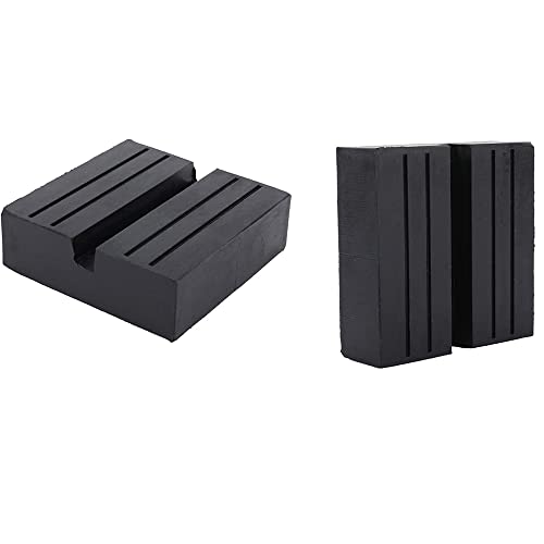 Image of 2 Packs Square Jack Pad, Black Anti-Slip Rail Adapter Support Block, Slotted Frame Rubber Frame Rail Protector