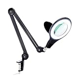 Brightech LightView PRO Magnifying Desk Lamp, 2.25x Light Magnifier, Adjustable Magnifying Glass with Light for Crafts, Reading, Close Work - Black