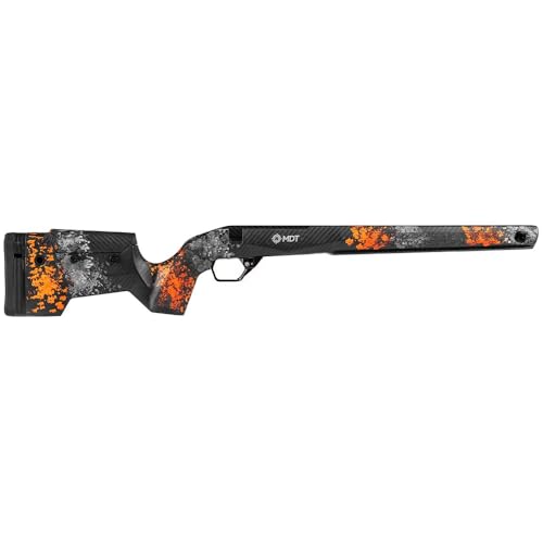 MDT CRBN Rifle Stock for Remington 700 SA RH, Hunter Orange & Grey, ARCA Rail, Hunting Bottom Metal, AICS Compatible (114481-HOG)