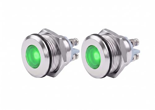 Alpinetech 2PCS PL-12 12mm 12V LED Metal Indicator Pilot Dash Light Alpinetech 2PCS PL-12 12mm 12V LED Metal Indicator Pilot Dash Light