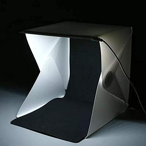 SATYAM KRAFT 1 Piece of Mini Photography Box Light Tent Kit, White and Black Backdrops with 20 LED Lights, 20 cm