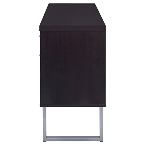 Coaster Home Furnishings Glavan Contemporary Cappuccino Credenza With Metal Sled Legs 60 W X 16 D X 30 H Silver #TOP5