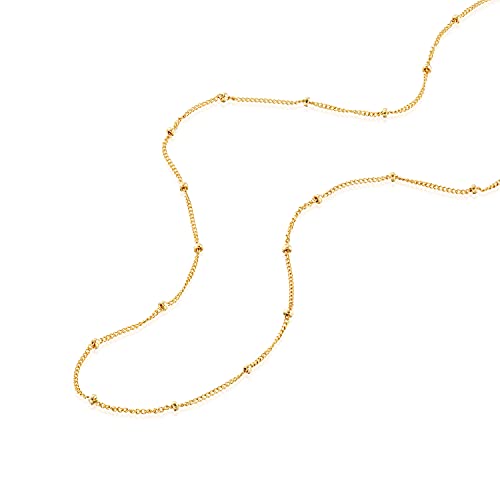Dainty 14K Gold Filled Necklace - Designer Handmade Satellite Bead Choker Chain 15 + 2 Inch Extender #TOP5