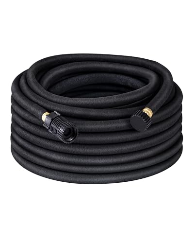 DEWENWILS Soaker Hose 75FT for Garden Beds, 5/8 Inch Round Drip Hose with Pressure Regulator, Flexible Leakproof, Save 75% Water, Irrigation Hose for Vegetable, Fruit Beds, Shrubs, Lawn, Yard