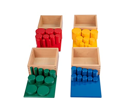 Image of Montessori Wooden Knobless Color Cylinder Blocks, Baby Games Stacked Arrangement Block, Stacking Toys for Toddler 1-3 Activities, Educational Toys (Set of 4)