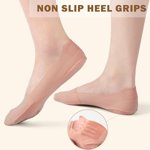 Image of Sofier No Show Socks Womens, Non Slip Low Cut 6 Pairs Thin Silky Dress Footies Liner Invisible Socks Flats Loafers Sneakers