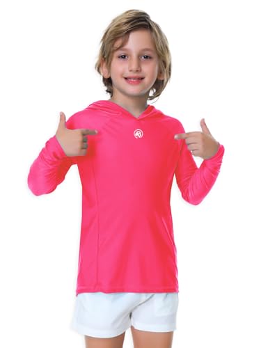 AOBUTE Unisex Kids Long Sleeve Hoodie Rash Guard Boys UPF 50+ Swim Top with Thumb Hole 3-12 Years4