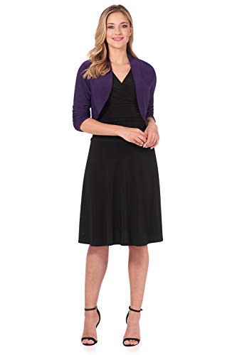 Image of Rekucci Women's Chic Soft Knit Stretch Bolero Shrug with Ruched Sleeves