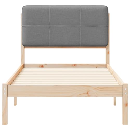 Gecheer Bettgestell mit gepolstertem Kopfteil Hellgrau 90 x 190 cm, Bettrahmen Holzbett Doppelbett für Wohnungen Schlafzimmer Gästehaus878014 – Bild 5