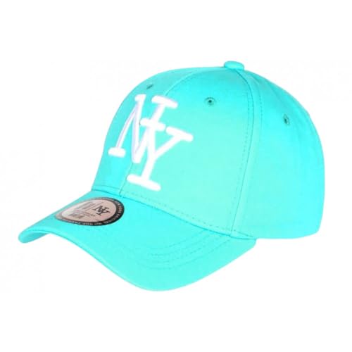 Casquette enfant turquoise NY en coton Wazette imprimé baseball original