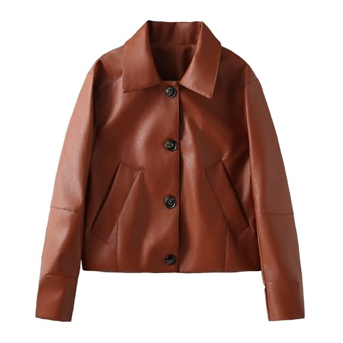 Manteau de moto femme similicuir noir veste manches longues boutonnée chic