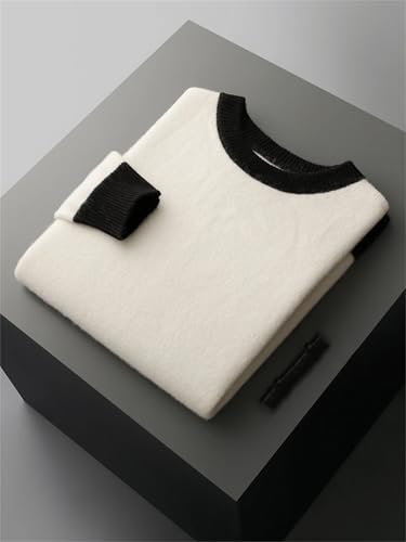 Men’S Casual Merino Wool Pullover Sweater Thick O-Neck Long Sleeve Soft Knitwear Jumper Top3