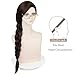Probeauty Dark Brown Braid Wig with Glasses for Women, Long Braided Cosplay Hair Wig for Halloween Costume Party