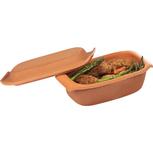 BROWIN® Tonbräter Bräter aus Naturton 2,5 Liter | Tonbräter Dampfgarer | Römischer Tonofen | Auflaufform für fettfreies Kochen und zum Backen von Brot und Kuchen | Brätertopf (2,5 Liter) BROWIN® Tonbräter Bräter aus Naturton 2,5 Liter | Tonbräter Dampfgarer | Römischer Tonofen | Auflaufform für fettfreies Kochen und zum Backen von Brot und Kuchen | Brätertopf (2,5 Liter)