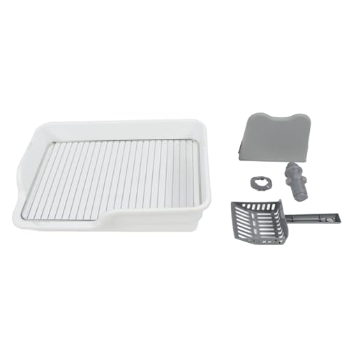 Hundeköpfchenschale flach leicht zu reinigen verschüttet Proof Edelstahl Gitter Hundetraining Toilette für kleine mittelgroße Hunde (White)