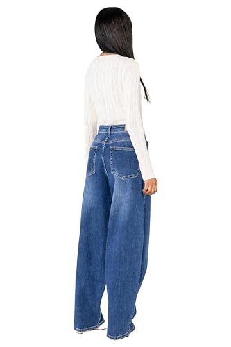 Jeans montants coupe large Nina Carter YY302 denim stretch effet usé - 6