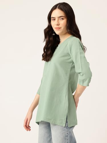 Image of Elegant Short Kurti for Women - 3 /4 Sleeves | Round Neck | (S to XXL)