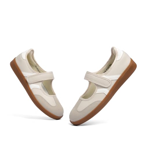 Image of Mary Jane Sneakers for Women Slip on Ballet Flats Walking Retro Sneakers | Round Toe Mary Jane Shoes,Hook and Loop,Lightweight Footwear,Women Fashion Sneakers for Walking, Travel, Workout, Daily Wear