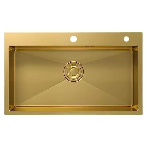 TAXXII Fregadero Individual de Acero Inoxidable Dorado, lavadero de Verduras Empotrado para Cocina, Fregadero para lavavajillas doméstico (Dorado 72 * 45 cm)
