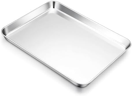 E-far Cookie Sheet for Baking, 18”x13” Stainless Steel Baking Sheet Pan for Oven, Large Non Toxic Metal Baking Tray for Cake Cookies, Healthy & Rust Free, Mirror Finish & Dishwasher Safe, 1 Pack - Thumbnail 2
