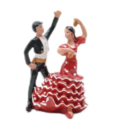 Z&H Figurine décorative de danseurs de flamenco, Souvenir de l'Espagne, rouge et noir. 9 x 4,5 x 4...