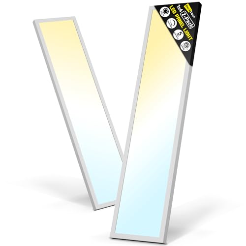 BeckTour 1x4 Led Flat Panel Light Surface Mount 2-Pack, 40W/4980LM, 5CCT...