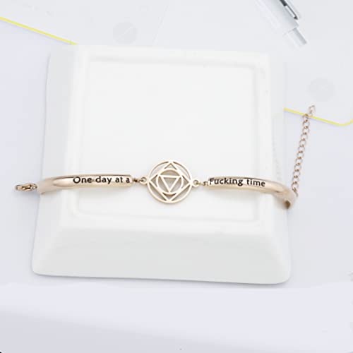 Image of One Day At A Time Bracelet Sobriety Gift Addiction Recovery Gift AA Bracelet NA Gift Sobriety Gift 12 Step Gifts Motivational Gifts (one day B RG), 8 inches