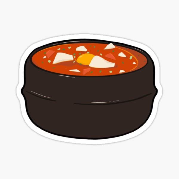 Korean Food Soondubu Tofu Rice Stew Vinyl Decal Sticker (3" inches)
