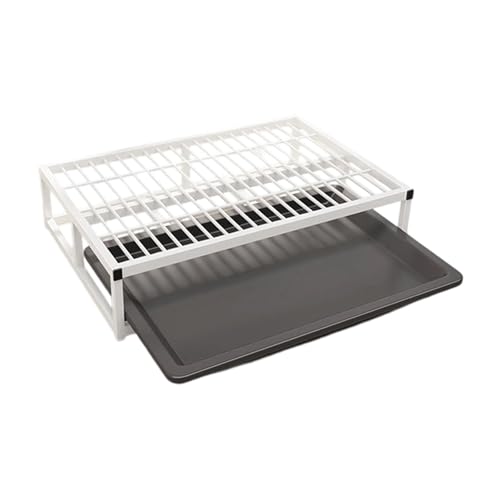 KiBcsLic Bandeja para Orinal de Interior para Perros, Caja de Arena Lavable con Cajón, Bandeja de Rejilla, Inodoro de Entrenamiento para Dormitorio, Interior Y, Blanco
