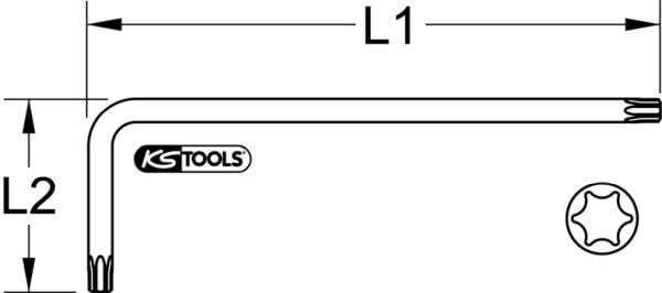 KS Tools Plastic 151.4280 Ball End Hex Torx Allen Key, XL, T55, Mint Green