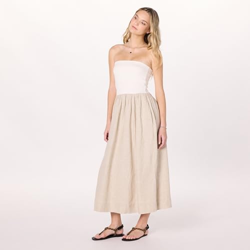Image of The Drop Womens Hellen Strapless Mixed Media Maxi Dress