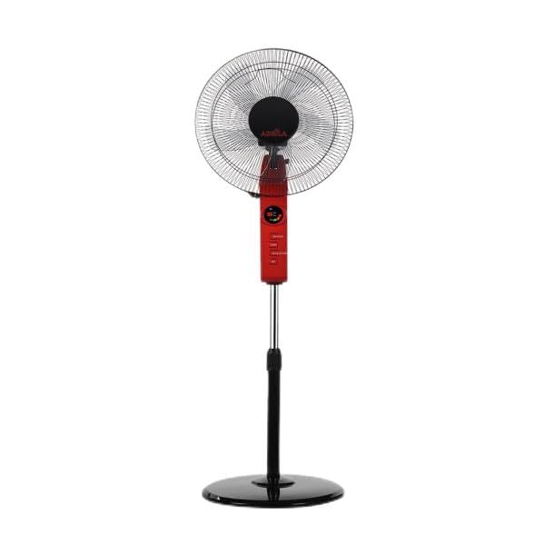 Brightium Ventilador de pie oscilante 3 velocidades 45W con 5 aspas, control remoto y temporizador, ideal para refrescar espacios.