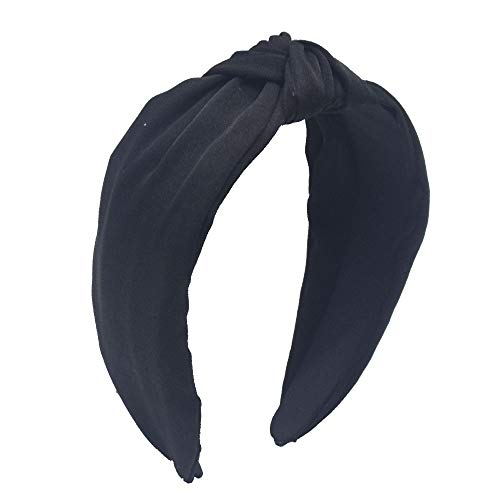 MHDGG Knot Headband for Women Wide Headbands Knot Turban Headband Vintage Hairband Elastic Hair Hoops Hair Accessories for Women and Girls,Black