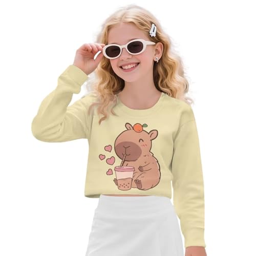 Girls Kids Sweatshirts Hoodies Crew Neck Pullover Long Sleeves Casual Fall Winter Clothes Outfits for 5-14 Teens