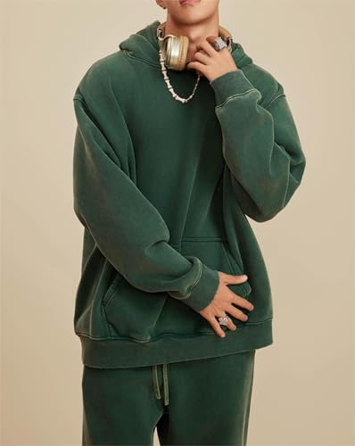 Mens Oversized Hoodies Pullover Vintage Sweatshirt Acid Wash Heavyweight Plush Cotton Baggy Streetwear Top Athletic4