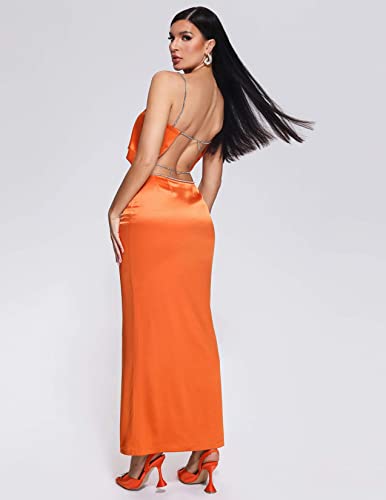 BELLA BARNETT Satin Set Orange Two-Piece Set Stylish Set Outfits Satin Set4