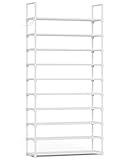 Kitsure Shoe Rack for Closet - 10-Tier Shoe Organizer with Hook Rack, Large-Capacity & Space-Saving Shoe Shelf for Entryway, Bedroom, Living Room,32.2' x 11.8' x 68.5', White